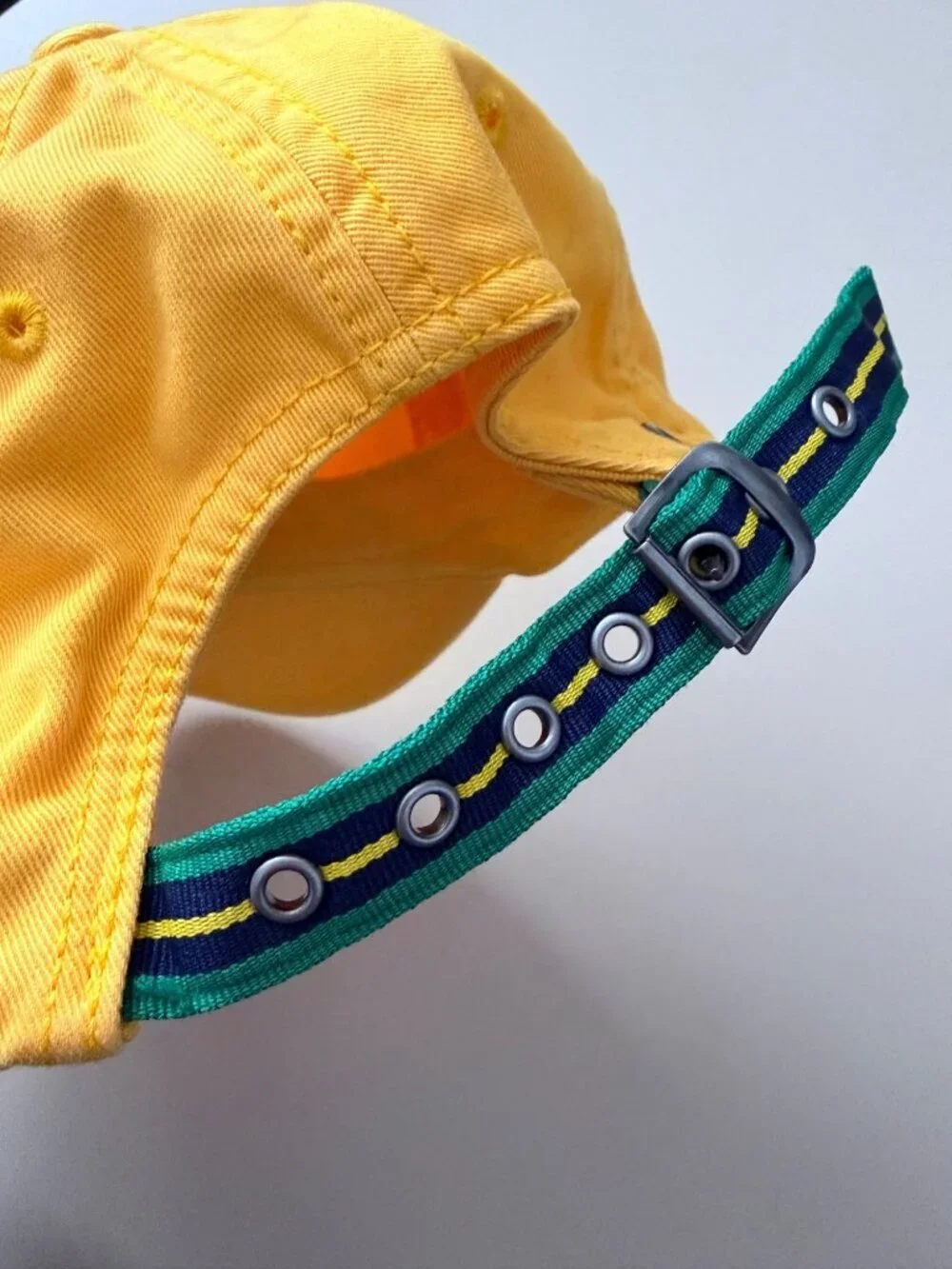 Lacoste Yellow Adjustable Strapback Hat With Green 